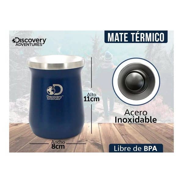 Mate Termico Vaso Discovery 236 ml Color Azul Acero Inoxidable - Imagen 2