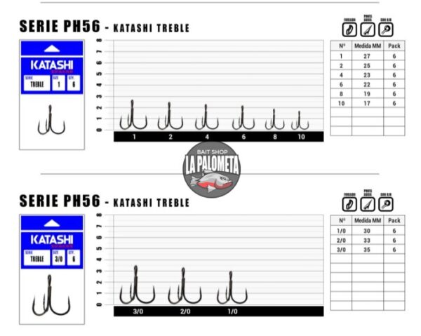 Anzuelos Triples Katashi Nro 1/0 - Blister x 6 Unidades - Imagen 3