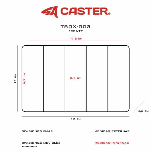 Caja CASTER Para Senuelos Doble Faz 6 Divisiones 19x11x46cm 1