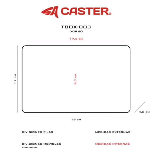 Caja CASTER Para Senuelos Doble Faz 6 Divisiones 19x11x46cm 2