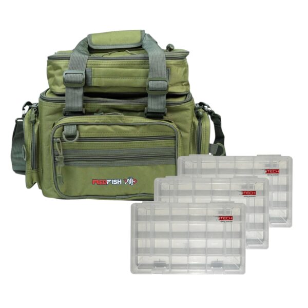Bolso Red Fish 3650 Porta Reel Extraible + 3 Cajas Tech 3700