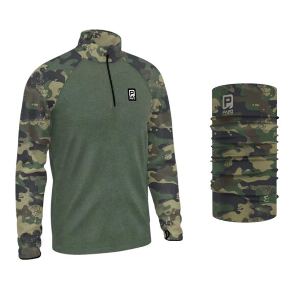 Kit Buzo Micro Polar Payo Camu Verde + Cuello Polar Camu Classic